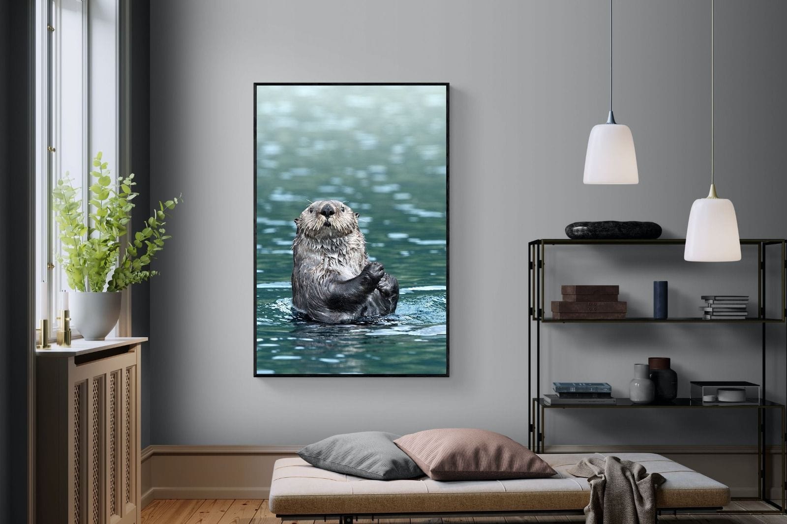 Otter-Wall_Art-120 x 180cm-Mounted Canvas-Black-Pixalot