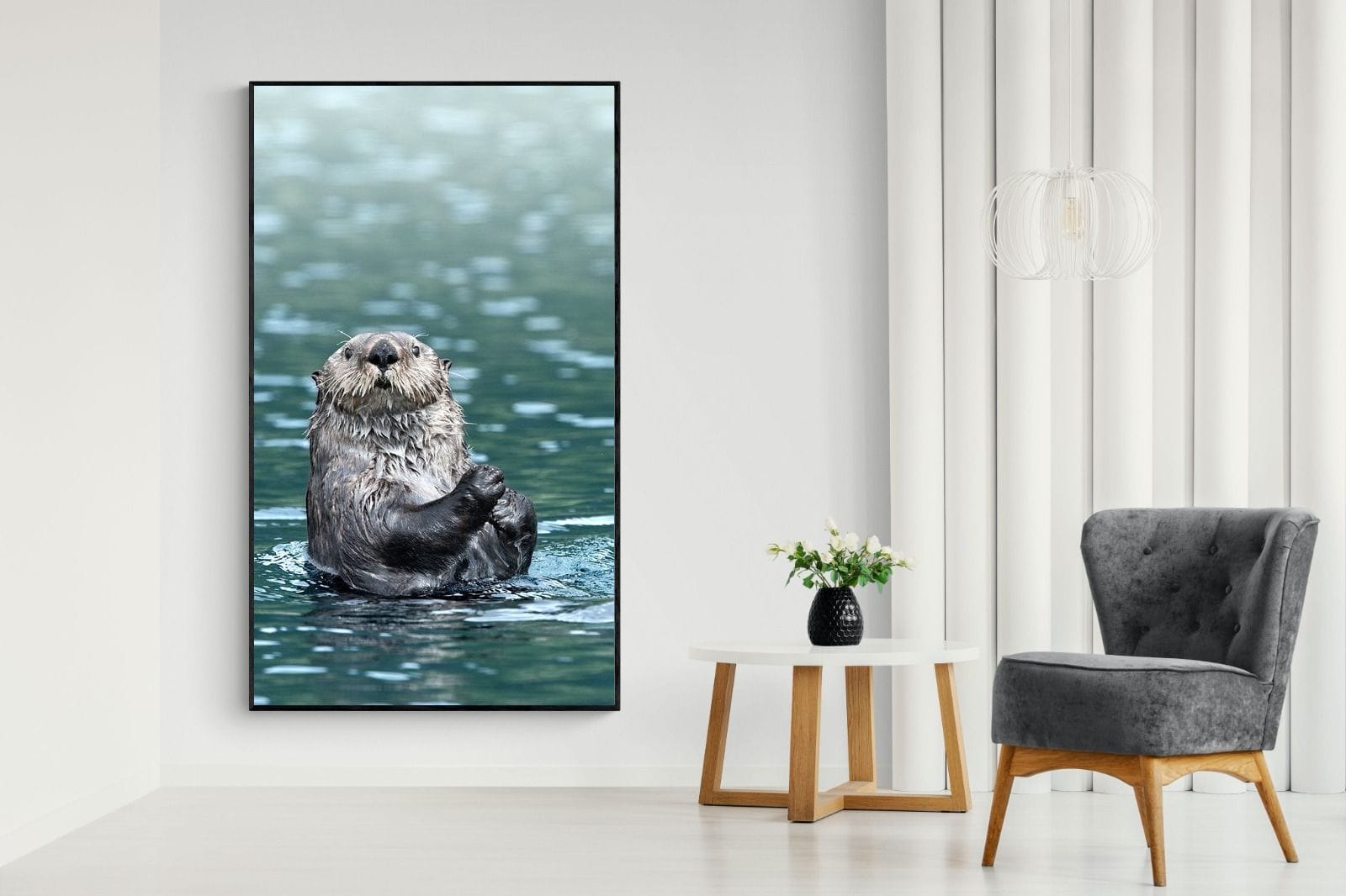 Otter-Wall_Art-130 x 220cm-Mounted Canvas-Black-Pixalot
