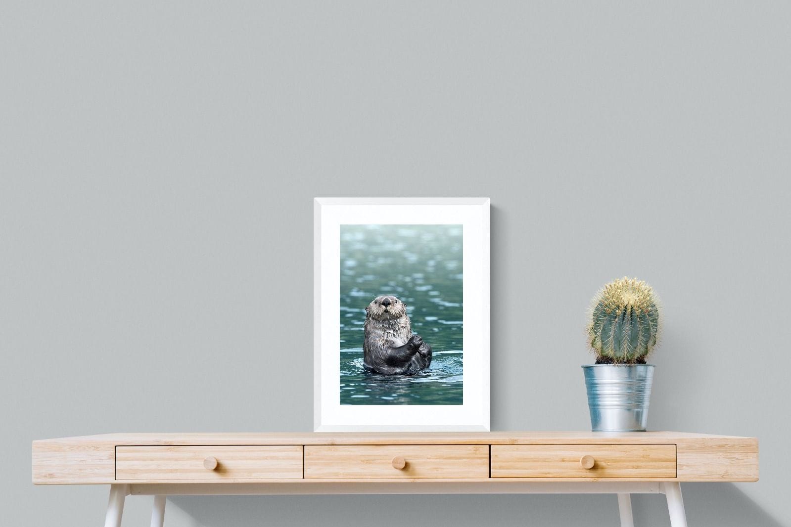 Otter-Wall_Art-45 x 60cm-Framed Print-White-Pixalot