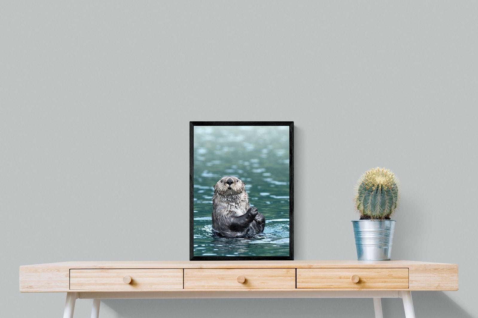 Otter-Wall_Art-45 x 60cm-Mounted Canvas-Black-Pixalot