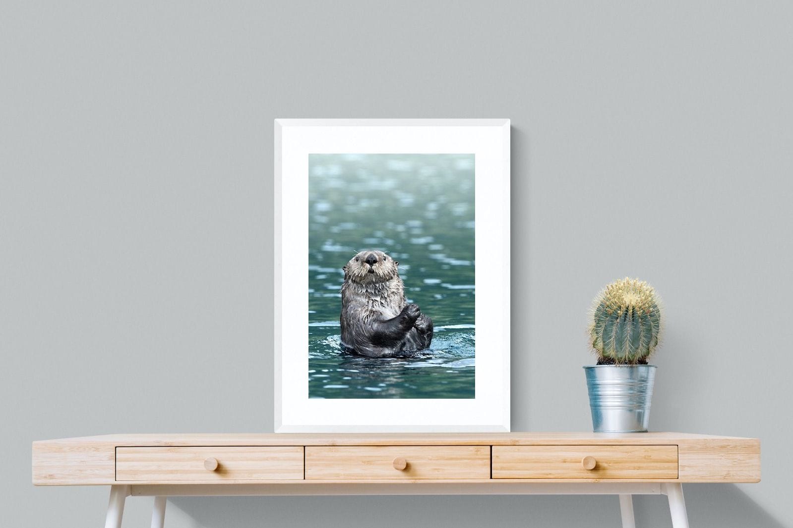 Otter-Wall_Art-60 x 80cm-Framed Print-White-Pixalot