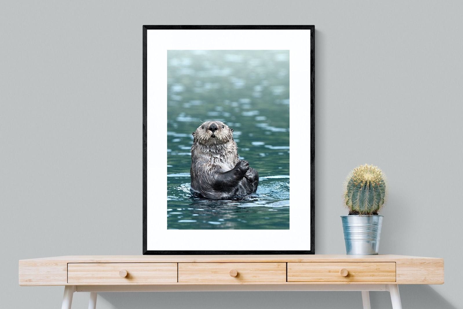 Otter-Wall_Art-75 x 100cm-Framed Print-Black-Pixalot