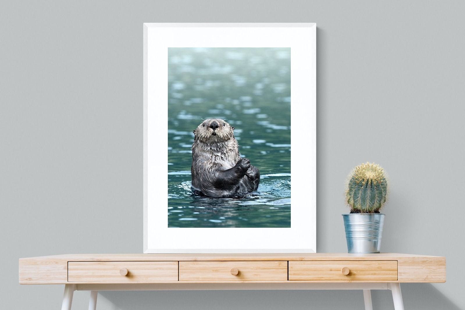 Otter-Wall_Art-75 x 100cm-Framed Print-White-Pixalot