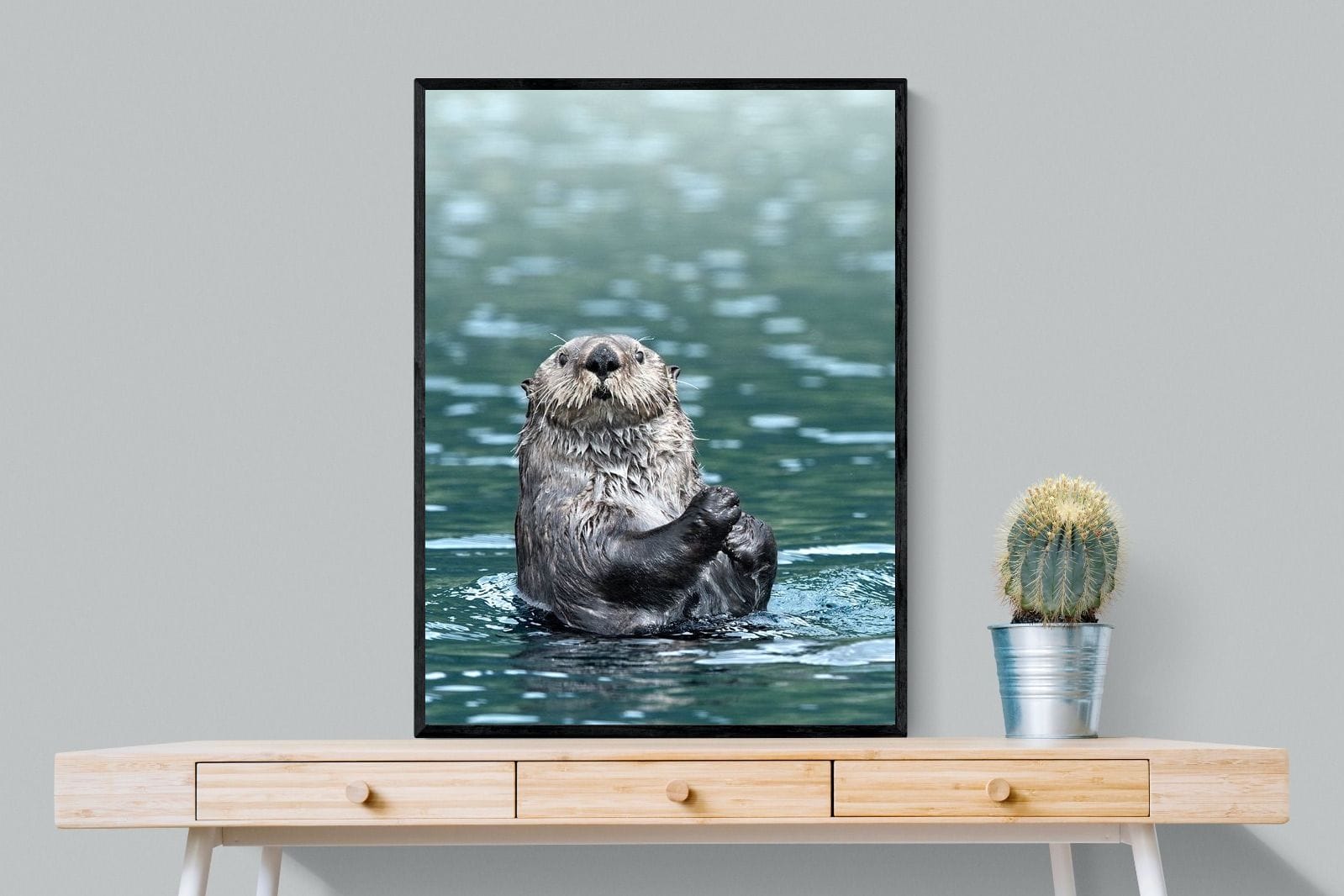 Otter-Wall_Art-75 x 100cm-Mounted Canvas-Black-Pixalot