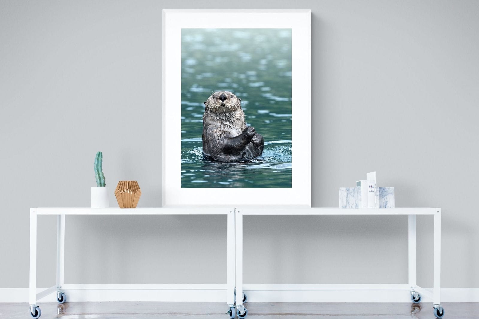 Otter-Wall_Art-90 x 120cm-Framed Print-White-Pixalot