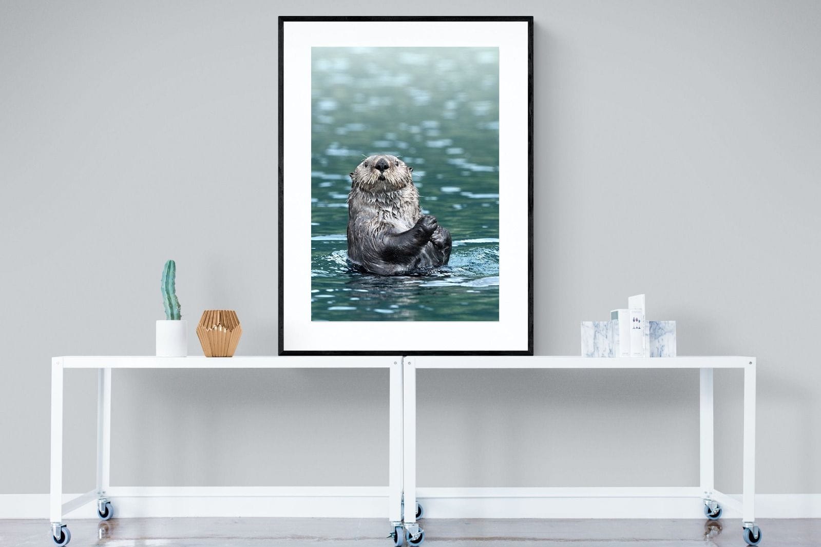 Otter-Wall_Art-90 x 120cm-Framed Print-Black-Pixalot