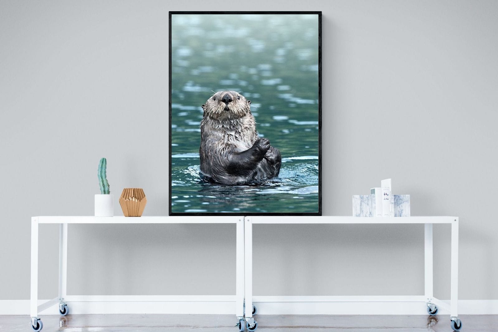 Otter-Wall_Art-90 x 120cm-Mounted Canvas-Black-Pixalot