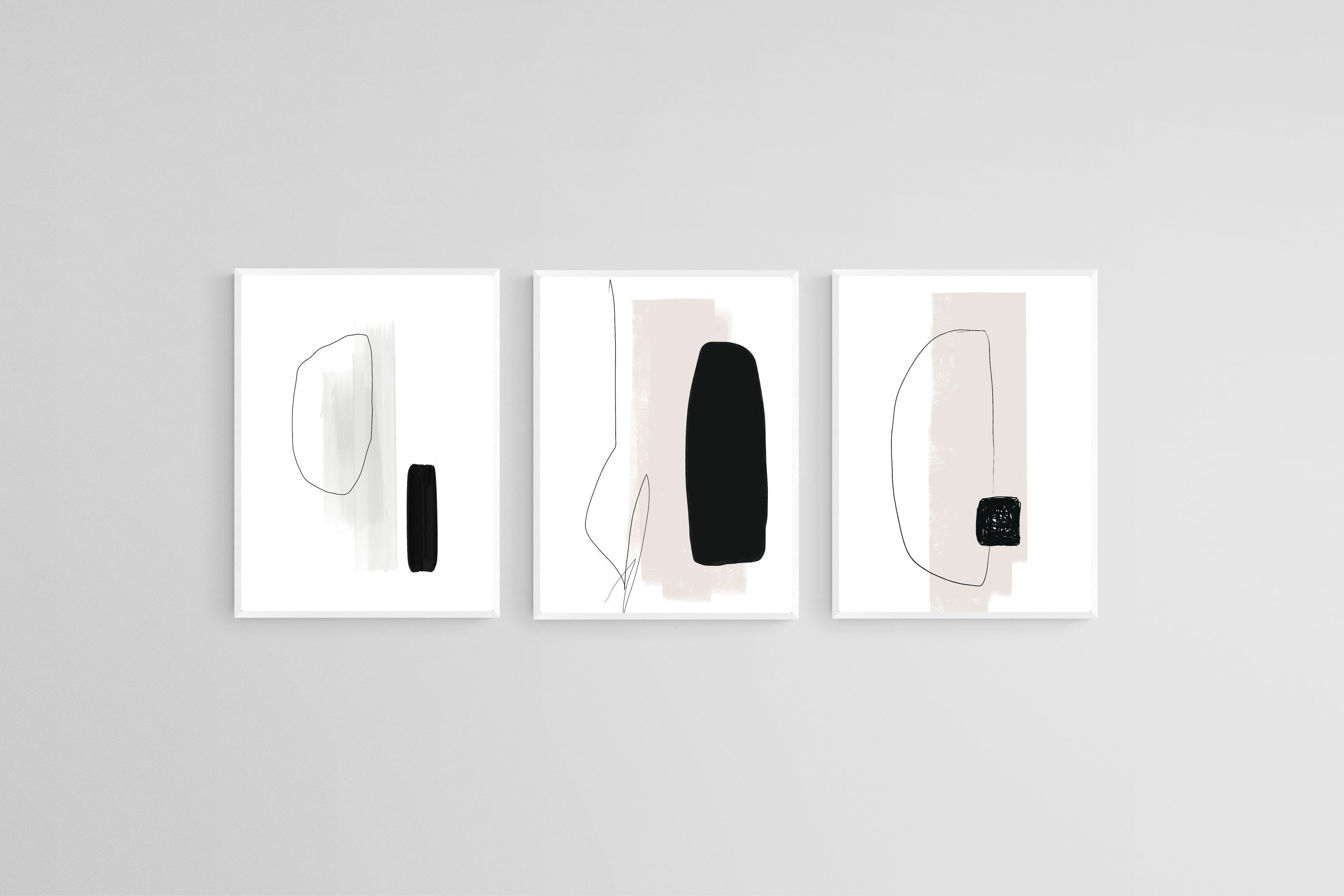 Overlap Set-Wall_Art-45 x 60cm (x3)-Mounted Canvas-White-Pixalot