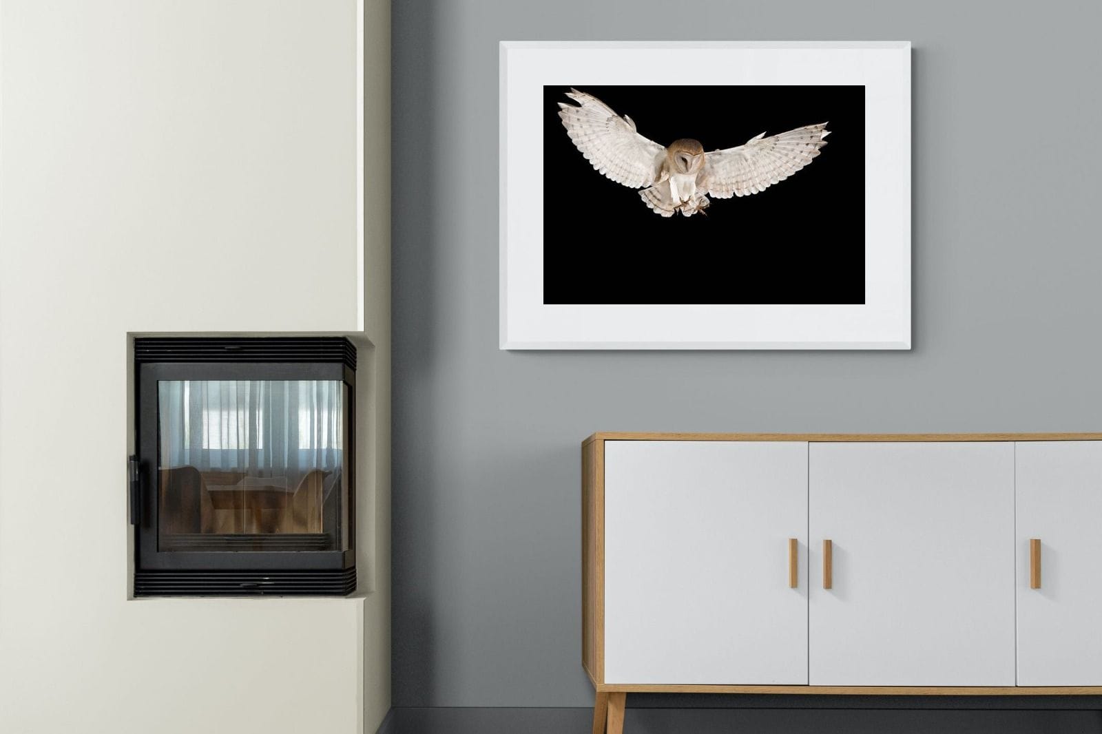 Owl Attack-Wall_Art-100 x 75cm-Framed Print-White-Pixalot