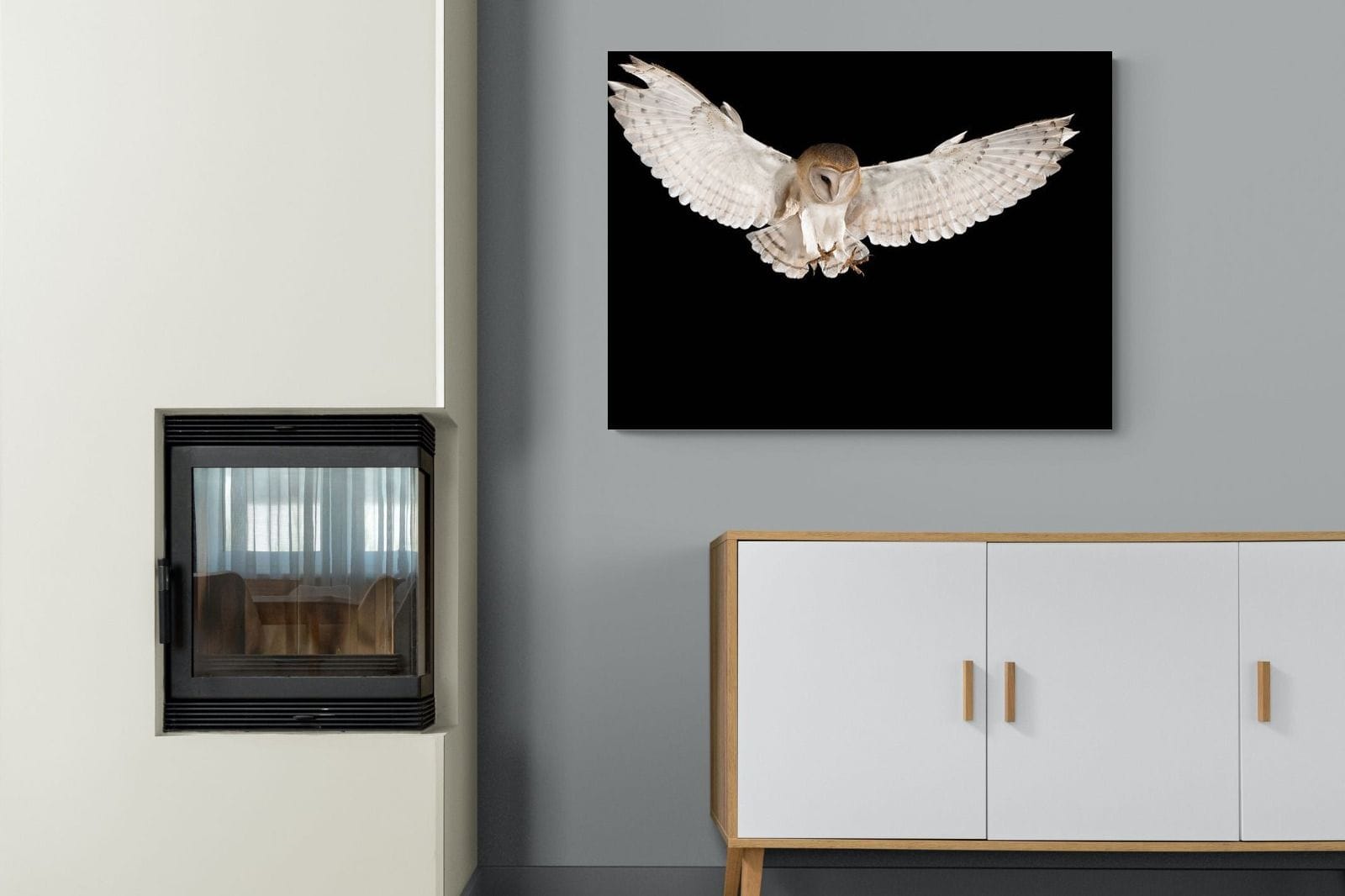 Owl Attack-Wall_Art-100 x 75cm-Mounted Canvas-No Frame-Pixalot