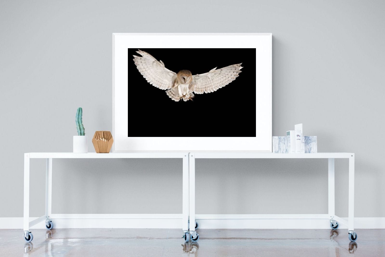 Owl Attack-Wall_Art-120 x 90cm-Framed Print-White-Pixalot