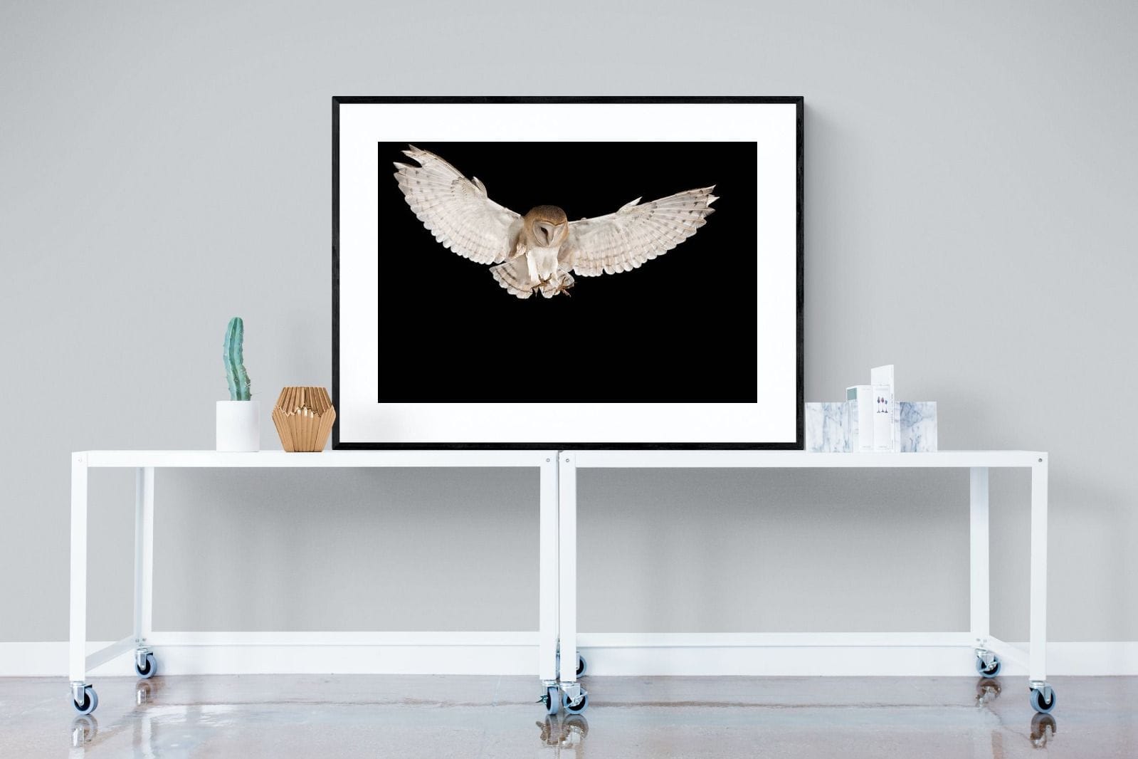 Owl Attack-Wall_Art-120 x 90cm-Framed Print-Black-Pixalot
