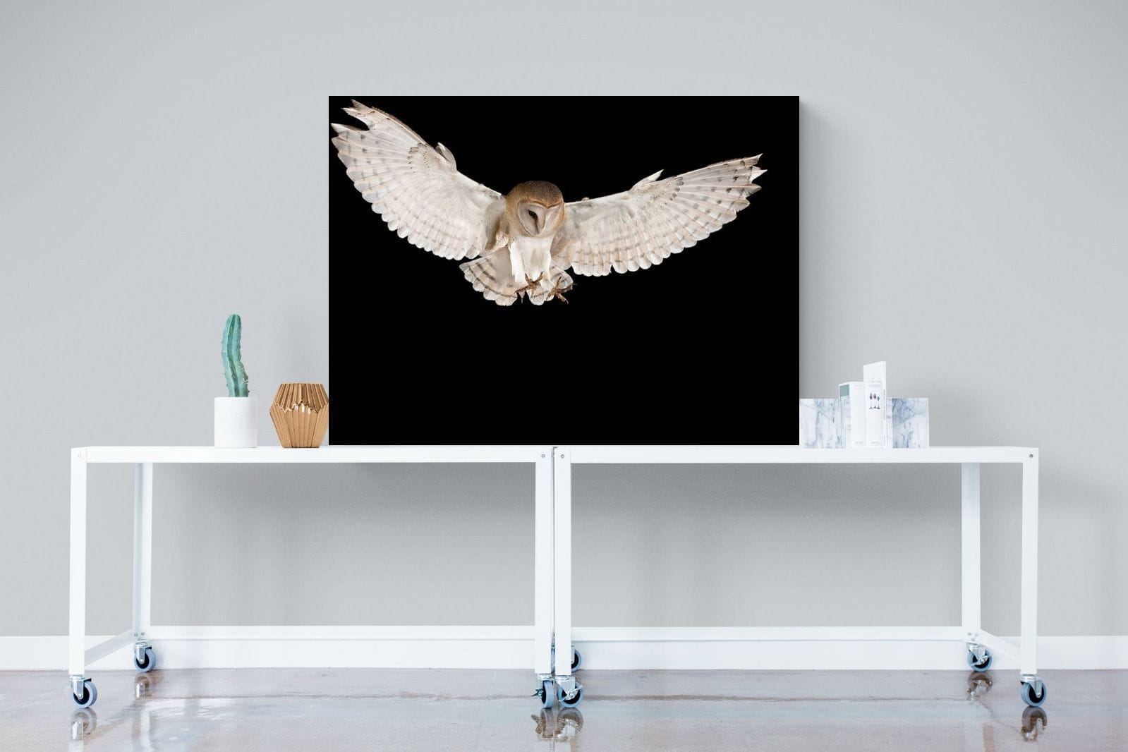 Owl Attack-Wall_Art-120 x 90cm-Mounted Canvas-No Frame-Pixalot