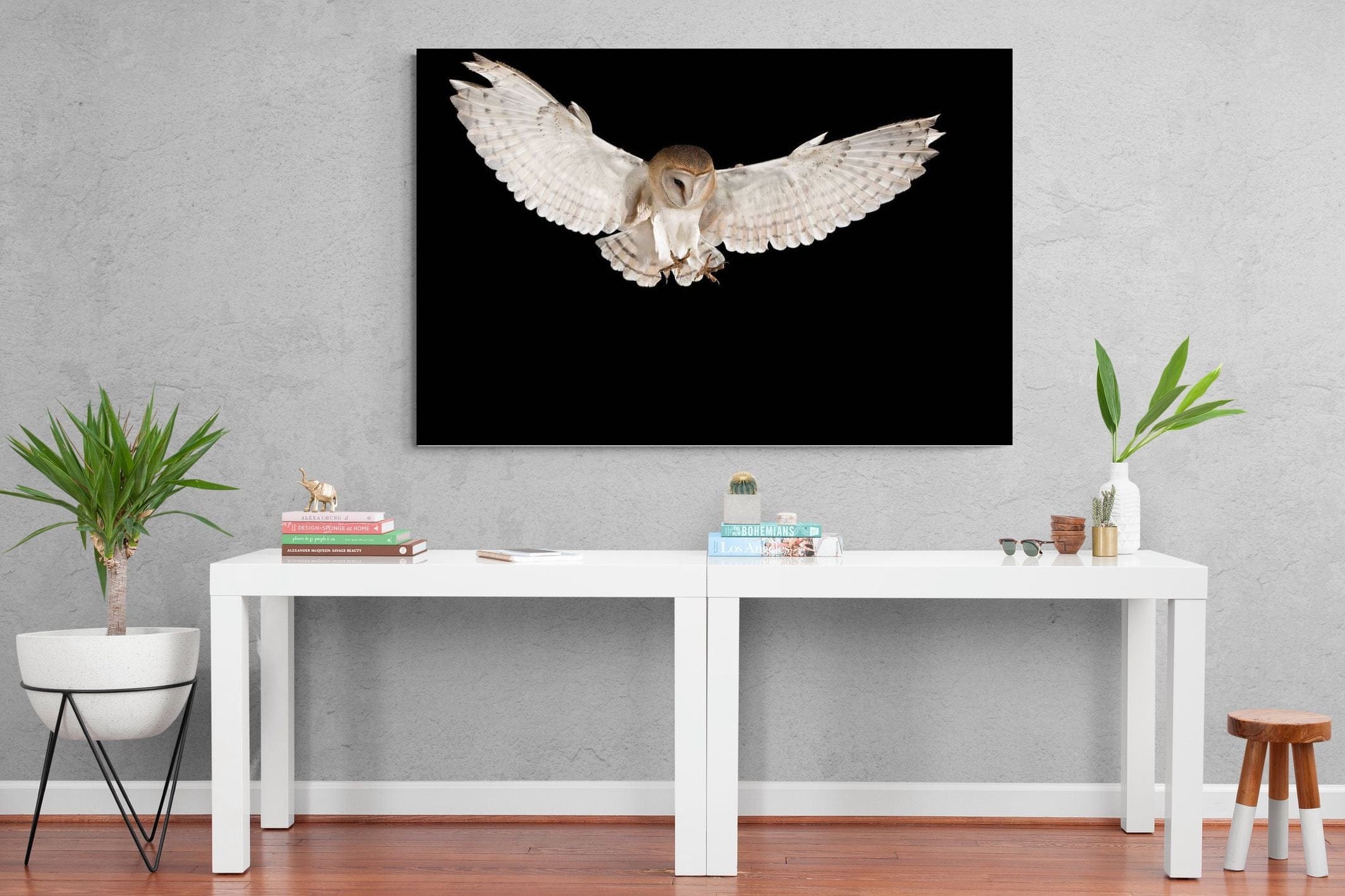 Owl Attack-Wall_Art-150 x 100cm-Mounted Canvas-No Frame-Pixalot