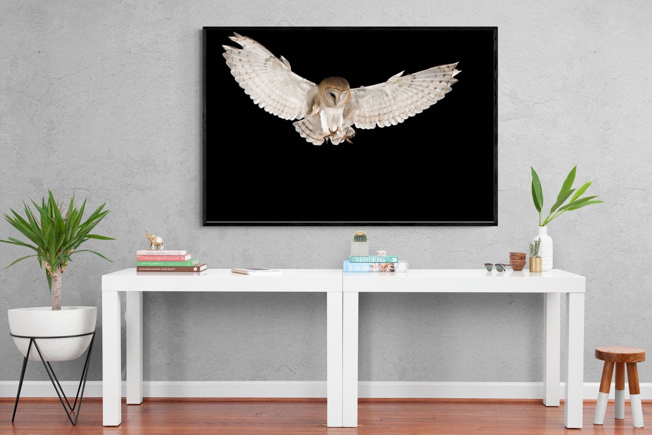 Owl Attack-Wall_Art-150 x 100cm-Mounted Canvas-Black-Pixalot