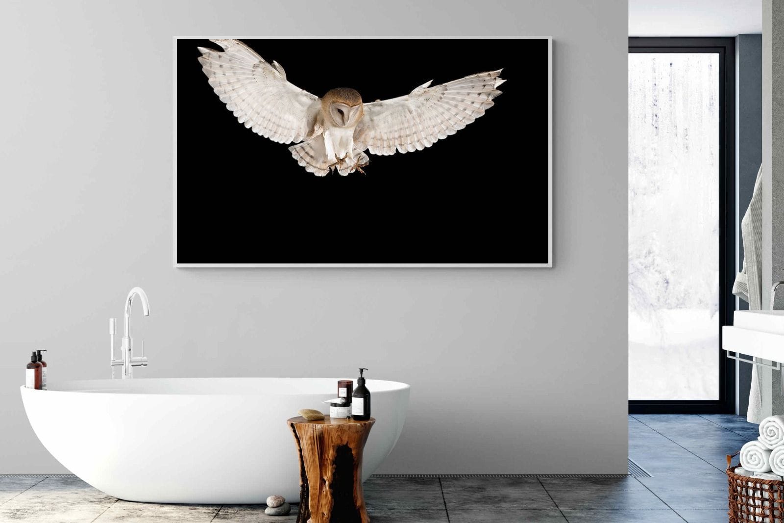 Owl Attack-Wall_Art-180 x 110cm-Mounted Canvas-White-Pixalot
