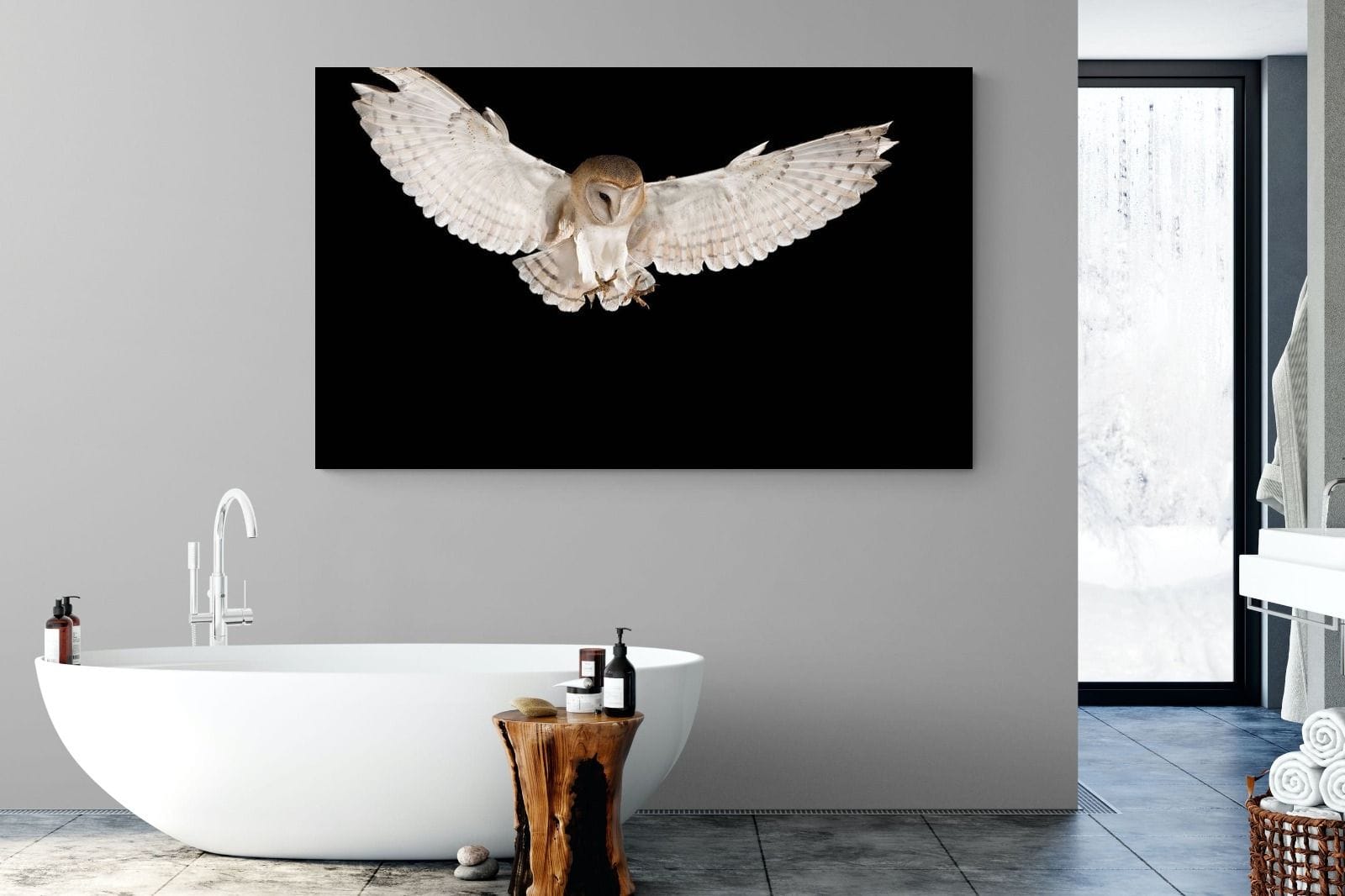 Owl Attack-Wall_Art-180 x 110cm-Mounted Canvas-No Frame-Pixalot