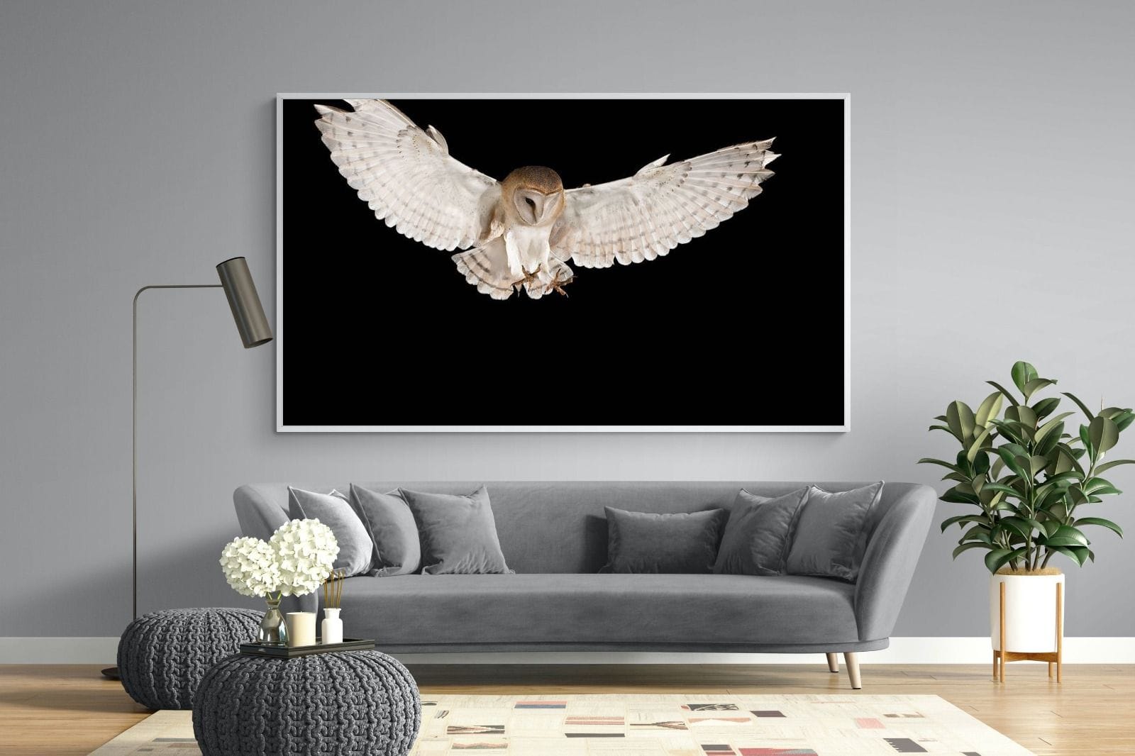 Owl Attack-Wall_Art-220 x 130cm-Mounted Canvas-White-Pixalot