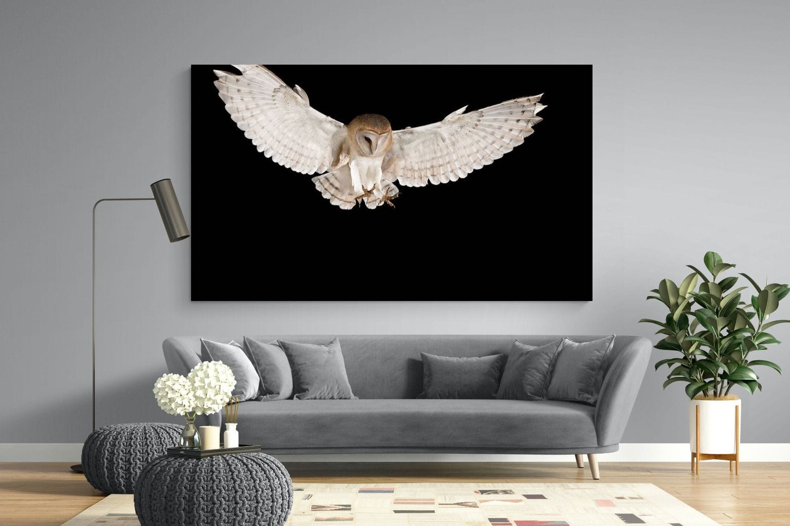 Owl Attack-Wall_Art-220 x 130cm-Mounted Canvas-No Frame-Pixalot