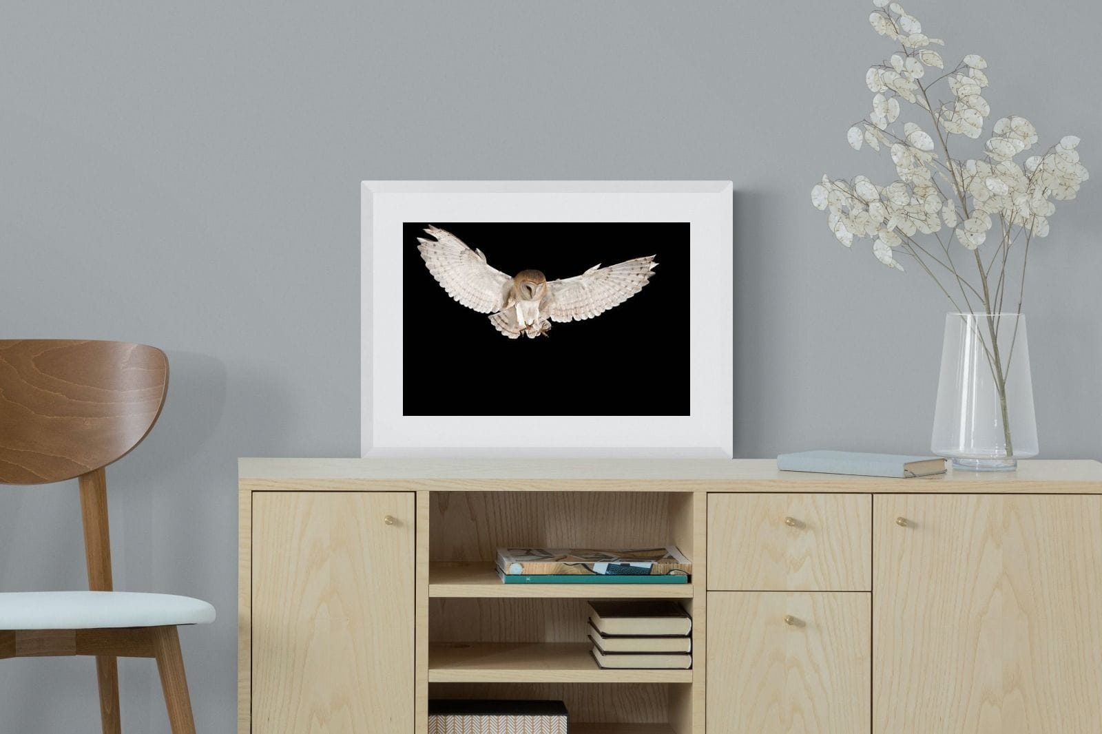 Owl Attack-Wall_Art-60 x 45cm-Framed Print-White-Pixalot