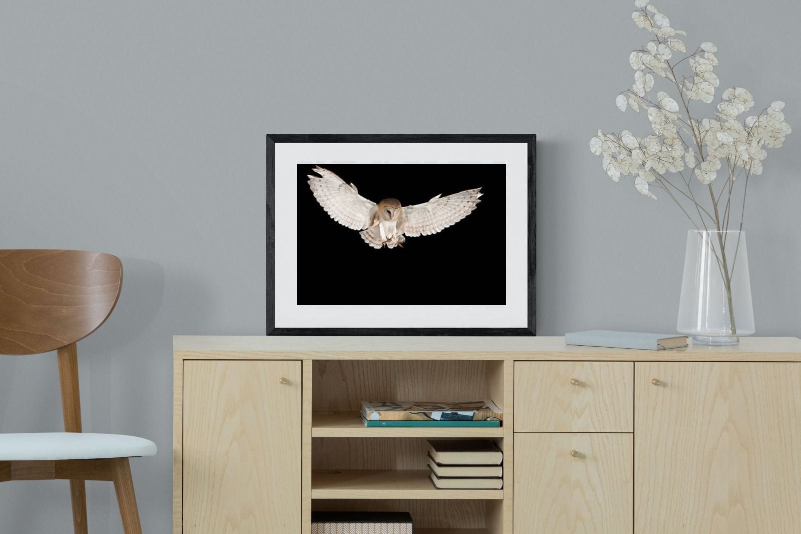 Owl Attack-Wall_Art-60 x 45cm-Framed Print-Black-Pixalot