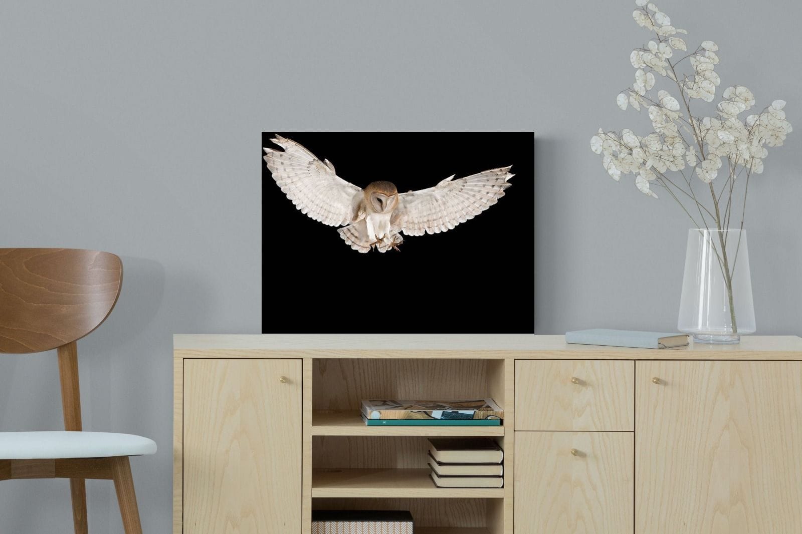 Owl Attack-Wall_Art-60 x 45cm-Mounted Canvas-No Frame-Pixalot