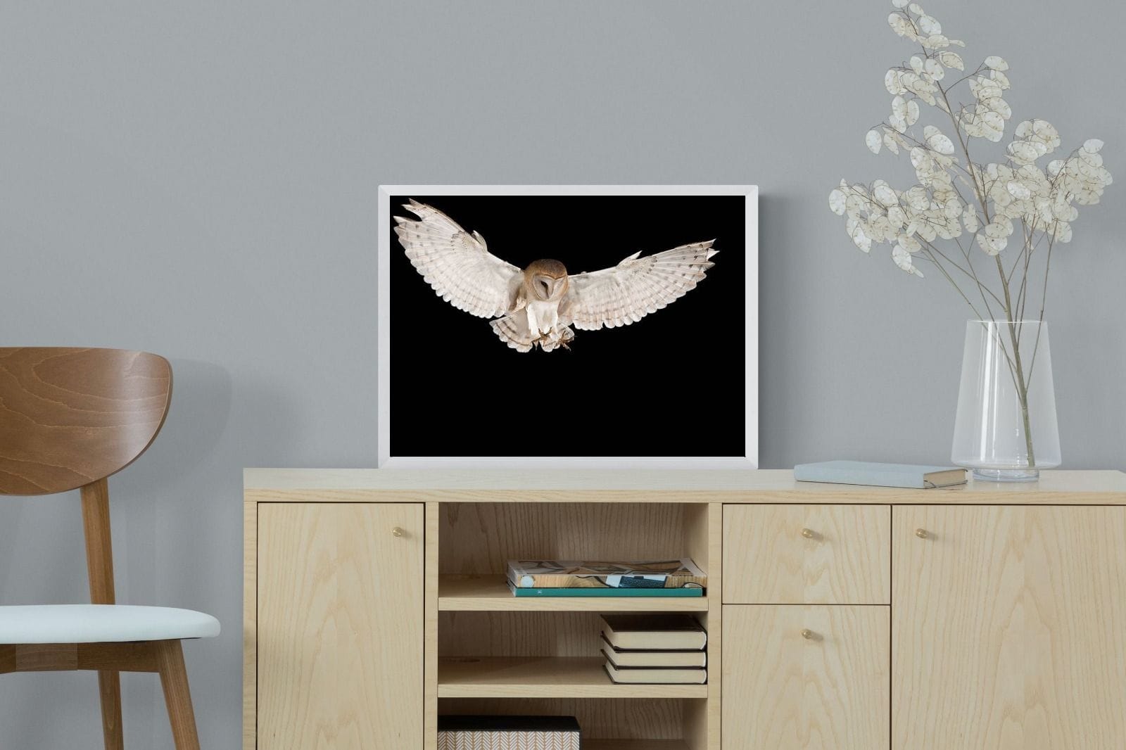 Owl Attack-Wall_Art-60 x 45cm-Mounted Canvas-White-Pixalot