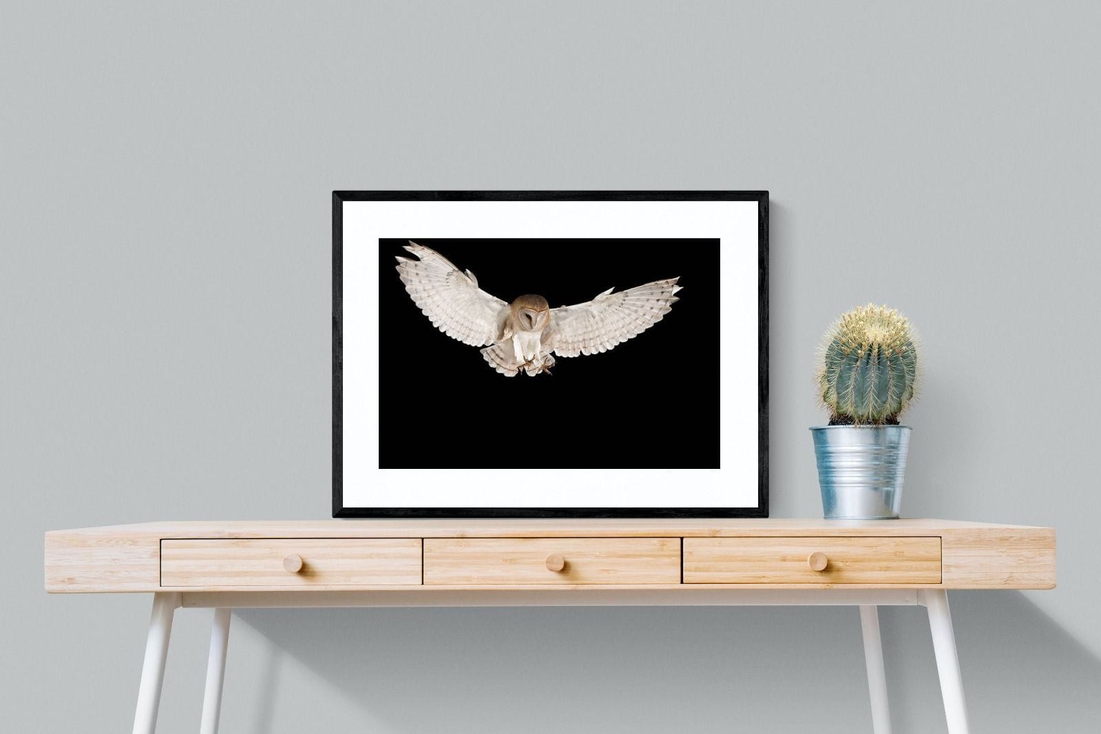 Owl Attack-Wall_Art-80 x 60cm-Framed Print-Black-Pixalot