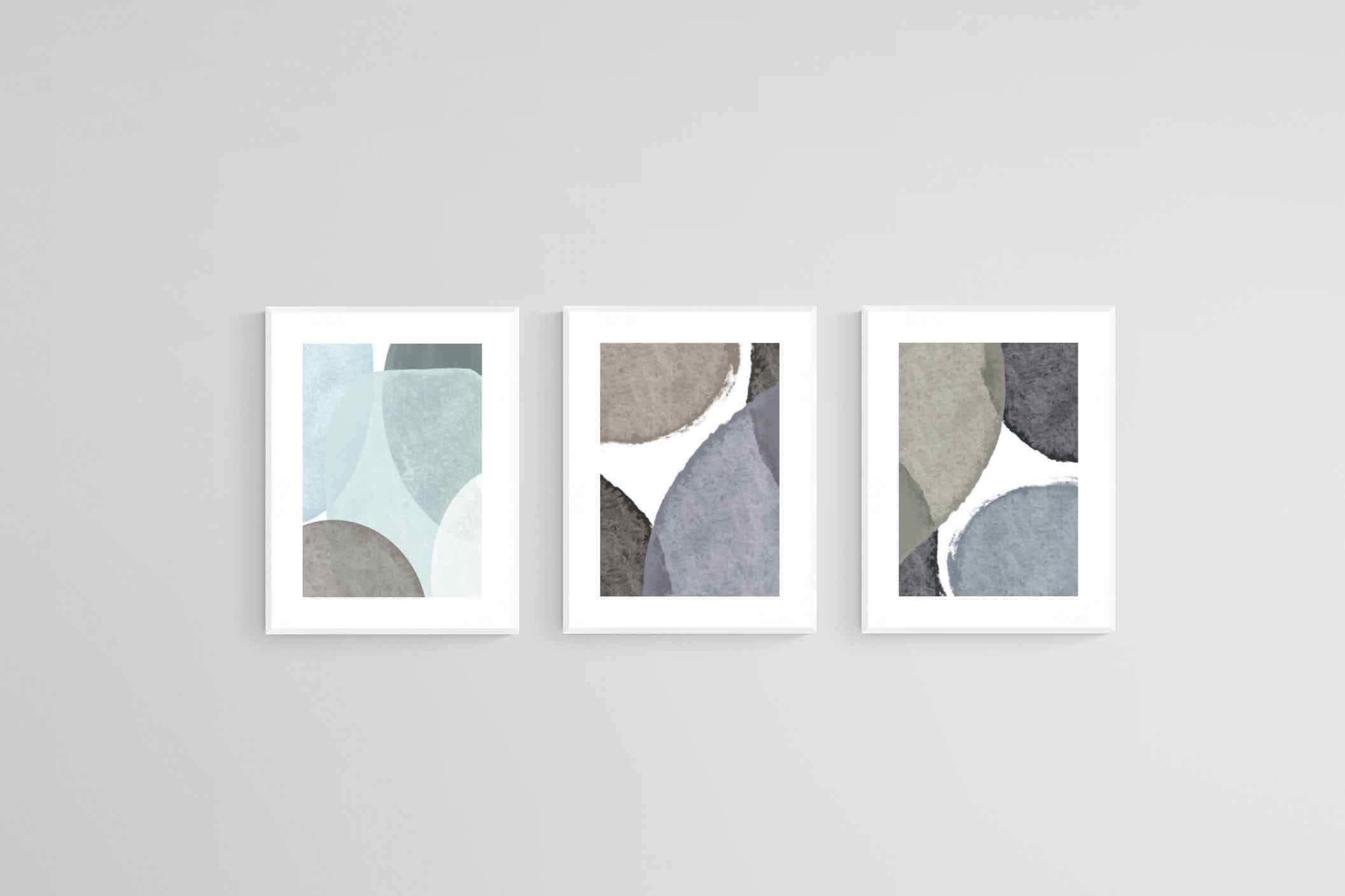 Paint Circles Set-Wall_Art-45 x 60cm (x3)-Framed Print-White-Pixalot