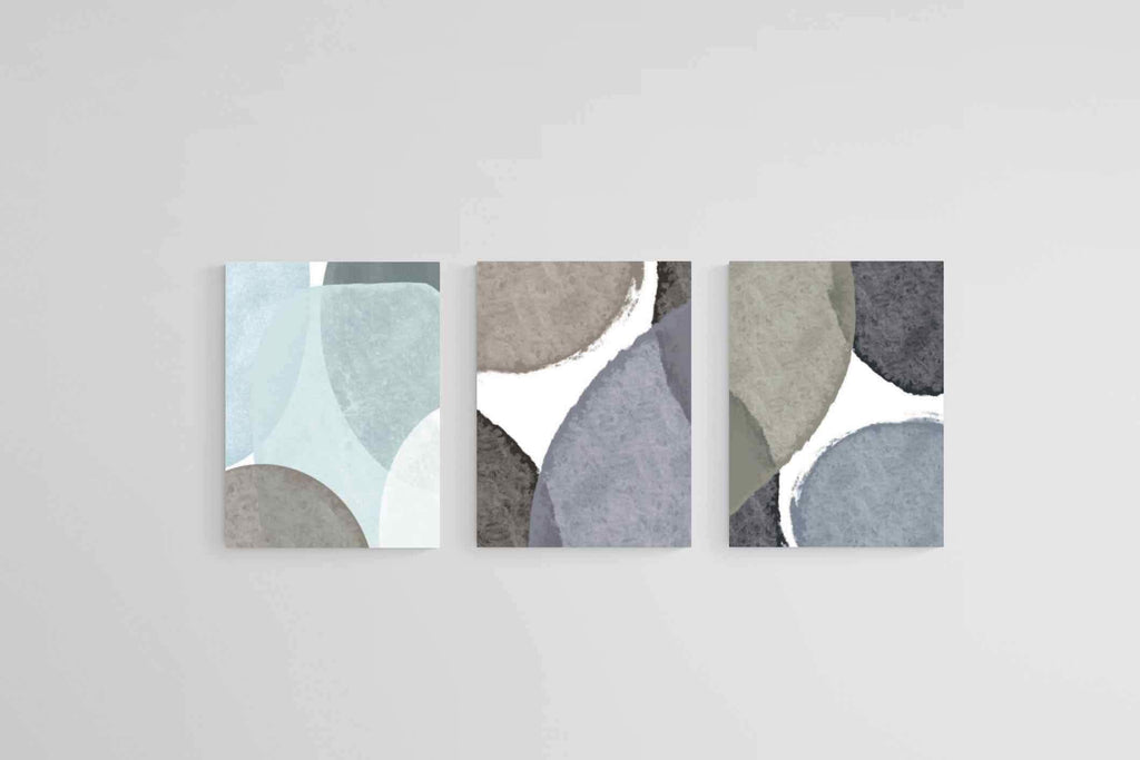 Paint Circles Set-Wall_Art-45 x 60cm (x3)-Mounted Canvas-No Frame-Pixalot