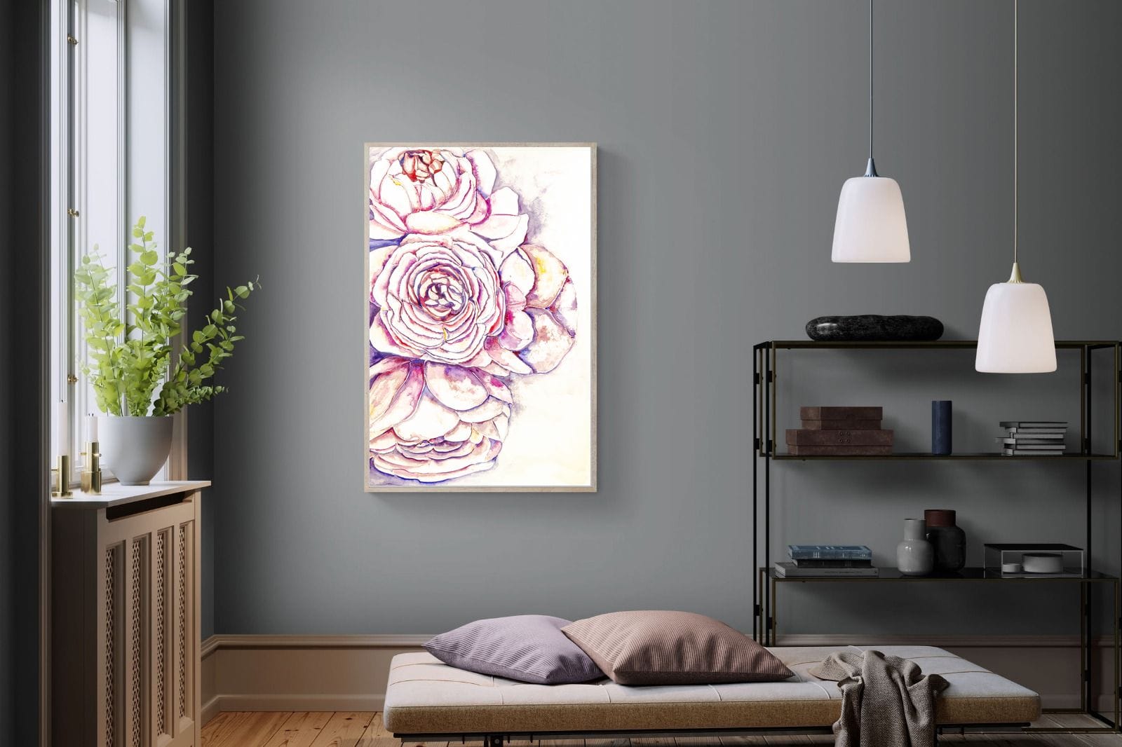 Painted Peonies-Wall_Art-100 x 150cm-Mounted Canvas-Wood-Pixalot