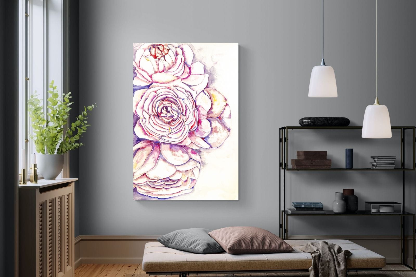 Painted Peonies-Wall_Art-120 x 180cm-Mounted Canvas-No Frame-Pixalot