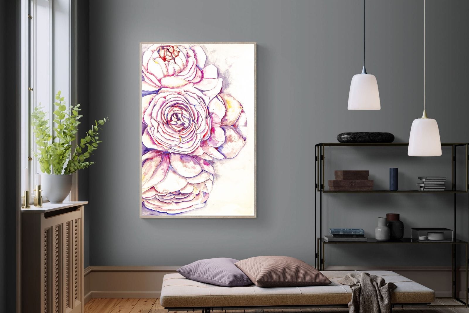 Painted Peonies-Wall_Art-120 x 180cm-Mounted Canvas-Wood-Pixalot