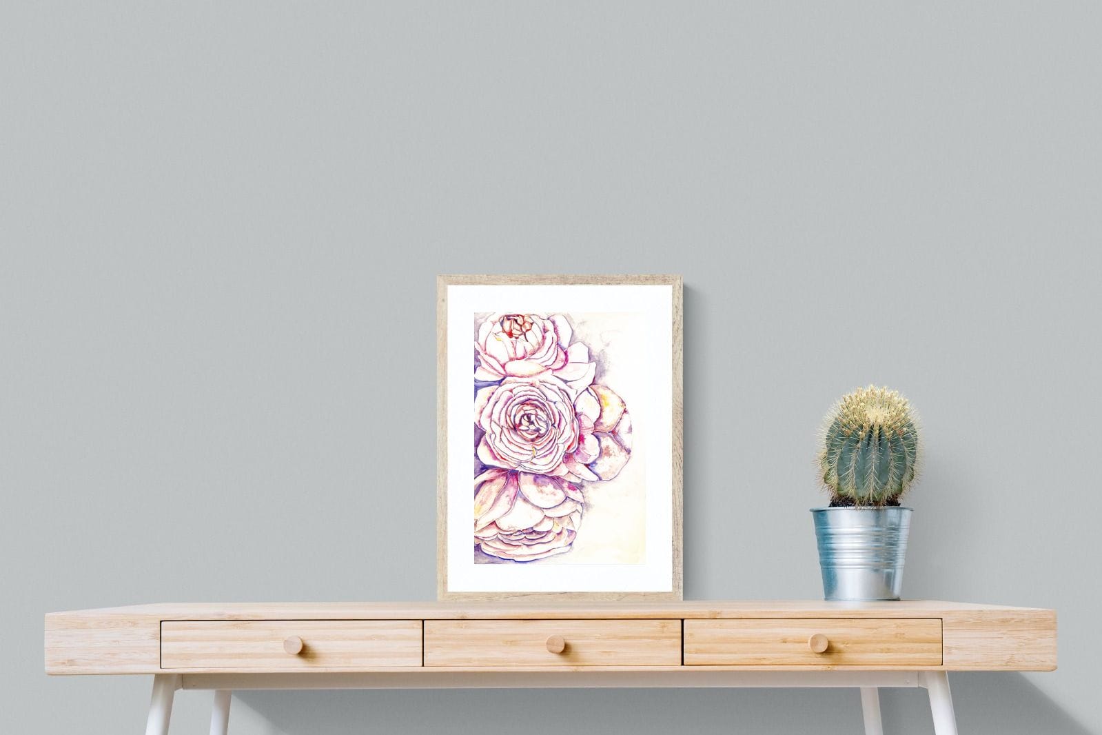 Painted Peonies-Wall_Art-45 x 60cm-Framed Print-Wood-Pixalot
