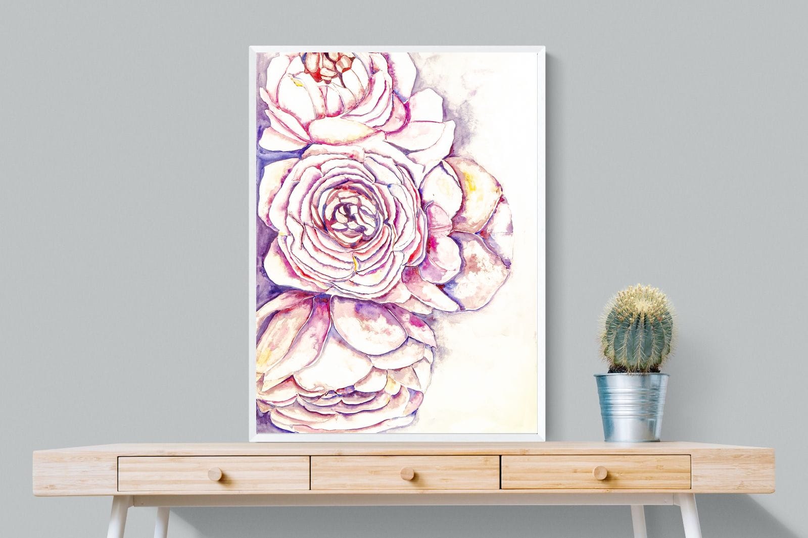 Painted Peonies-Wall_Art-75 x 100cm-Mounted Canvas-White-Pixalot