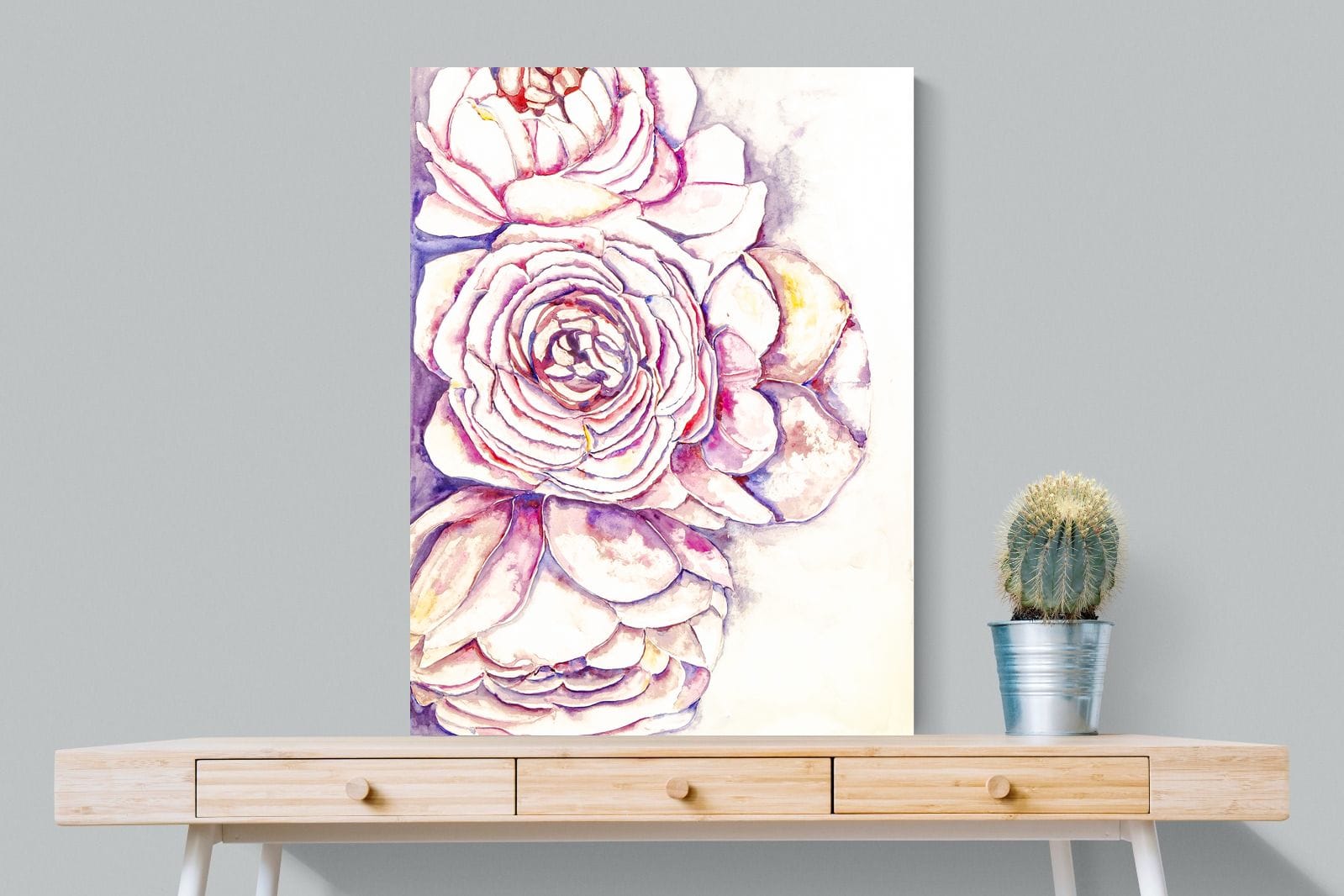 Painted Peonies-Wall_Art-75 x 100cm-Mounted Canvas-No Frame-Pixalot