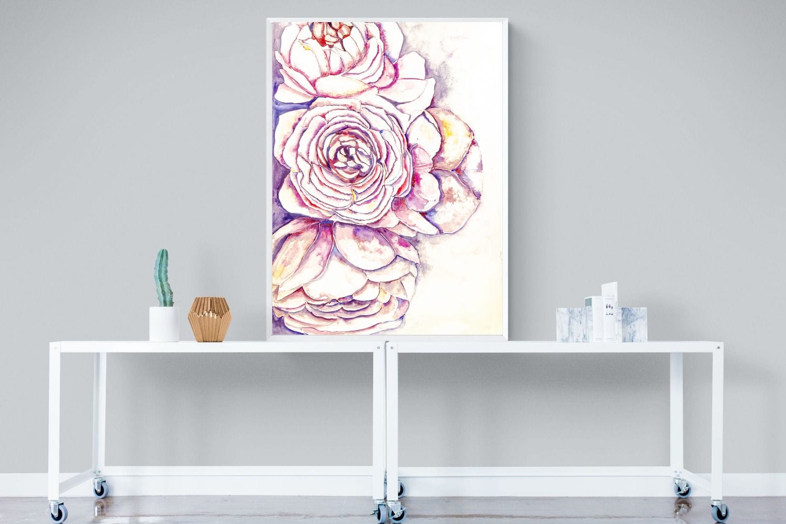 Painted Peonies-Wall_Art-90 x 120cm-Mounted Canvas-White-Pixalot