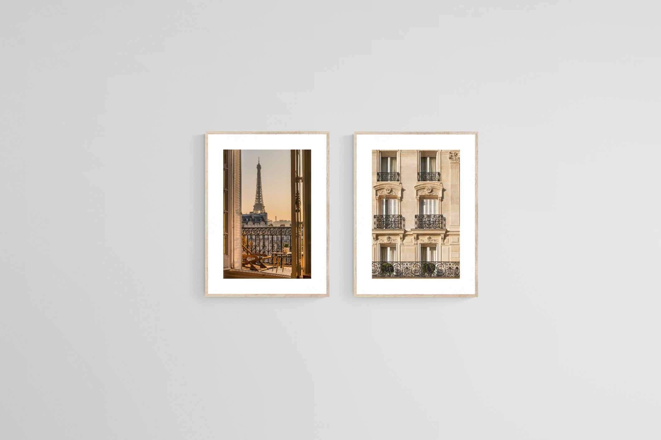Parisian Balcony Set-Wall_Art-45 x 60cm (x2)-Framed Print-Wood-Pixalot