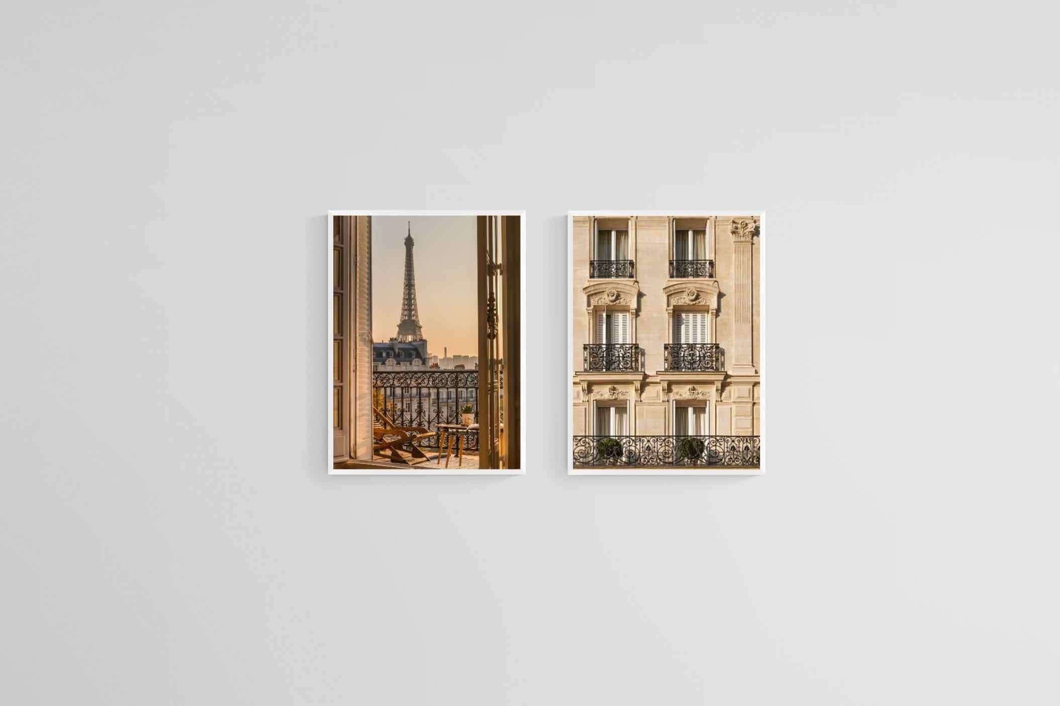 Parisian Balcony Set-Wall_Art-45 x 60cm (x2)-Mounted Canvas-White-Pixalot