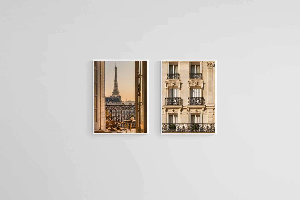 Parisian Balcony Set-Wall_Art-45 x 60cm (x2)-Mounted Canvas-White-Pixalot