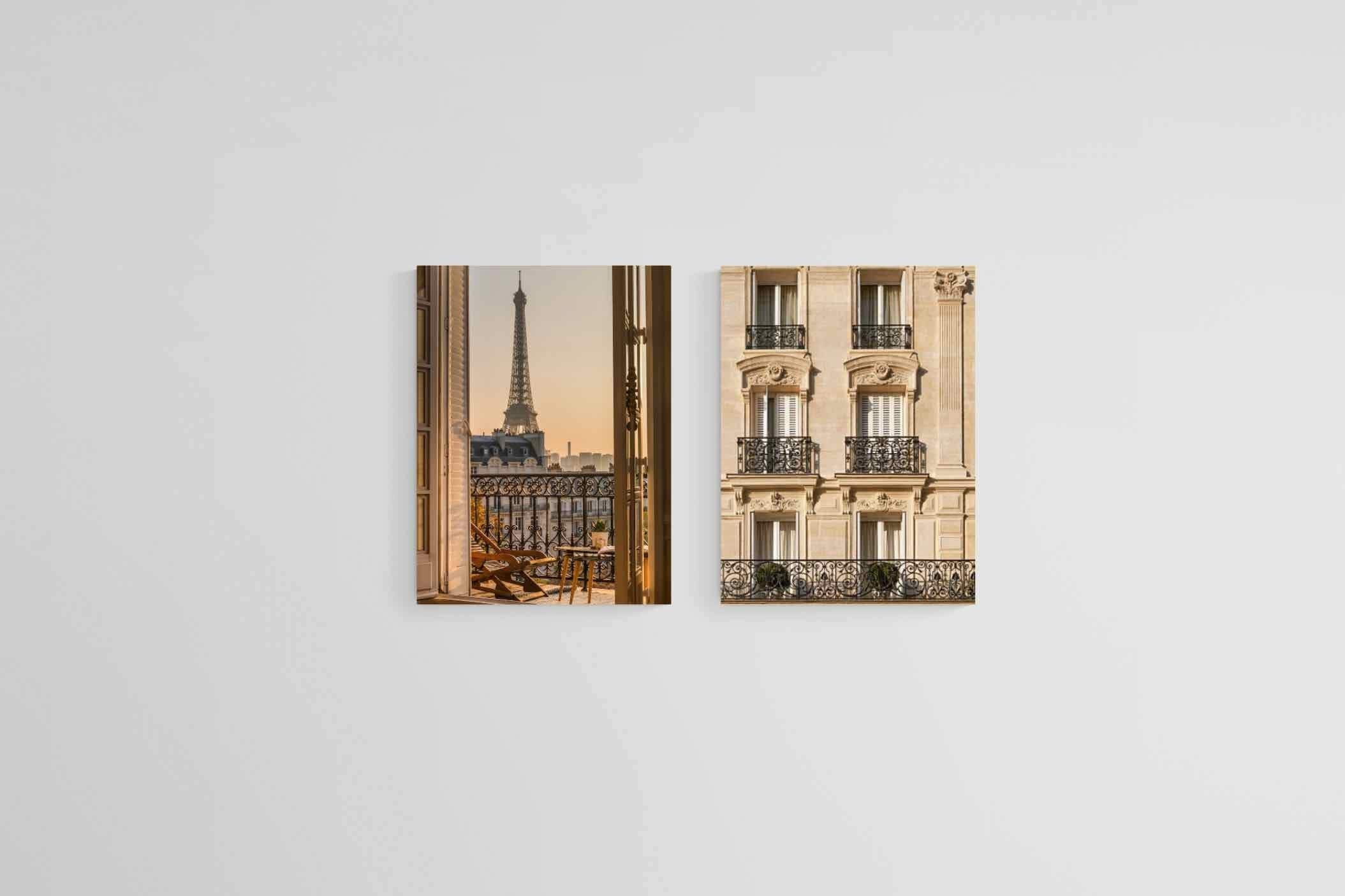 Parisian Balcony Set-Wall_Art-45 x 60cm (x2)-Mounted Canvas-No Frame-Pixalot