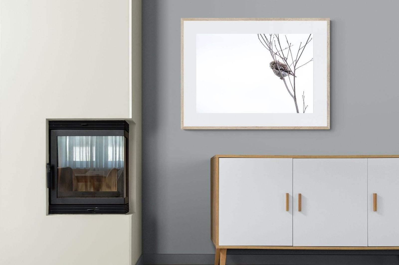 Pearl-Spotted Owlet-Wall_Art-100 x 75cm-Framed Print-Wood-Pixalot