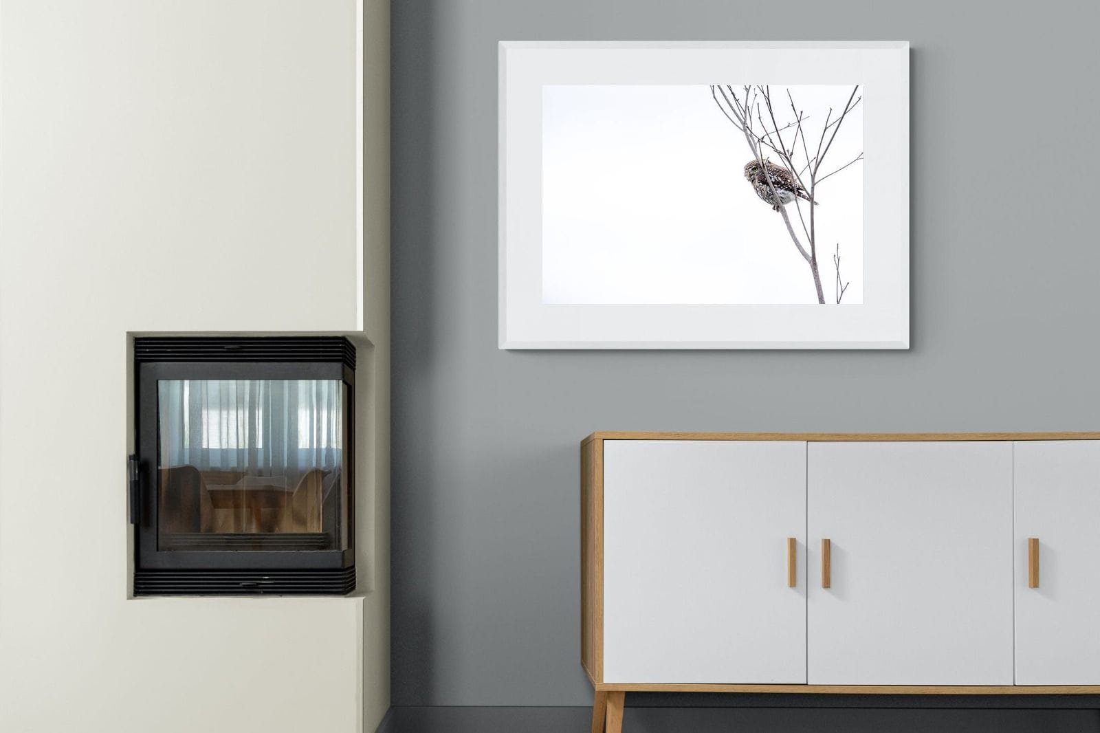 Pearl-Spotted Owlet-Wall_Art-100 x 75cm-Framed Print-White-Pixalot
