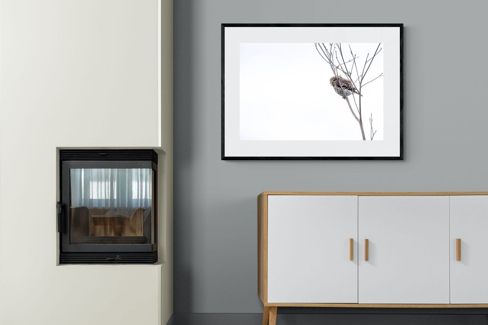 Pearl-Spotted Owlet-Wall_Art-100 x 75cm-Framed Print-Black-Pixalot