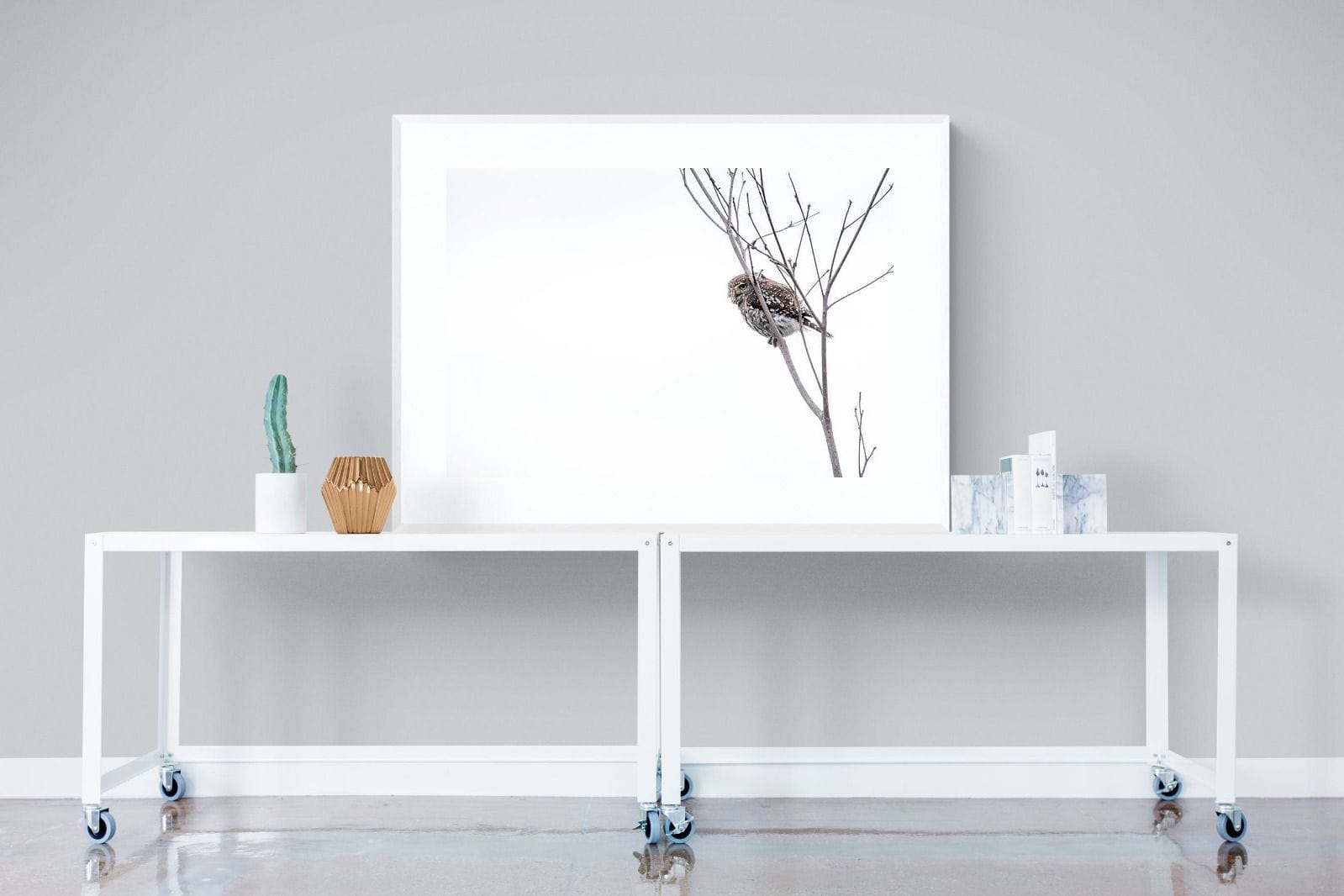 Pearl-Spotted Owlet-Wall_Art-120 x 90cm-Framed Print-White-Pixalot