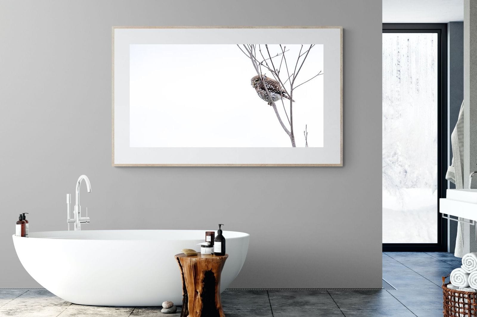 Pearl-Spotted Owlet-Wall_Art-180 x 110cm-Framed Print-Wood-Pixalot