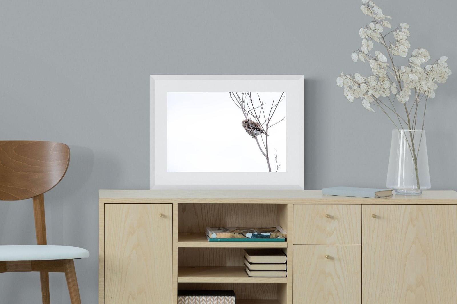 Pearl-Spotted Owlet-Wall_Art-60 x 45cm-Framed Print-White-Pixalot