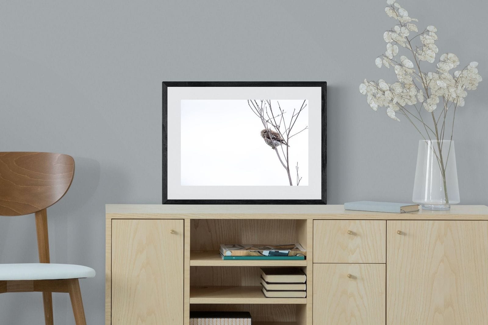 Pearl-Spotted Owlet-Wall_Art-60 x 45cm-Framed Print-Black-Pixalot
