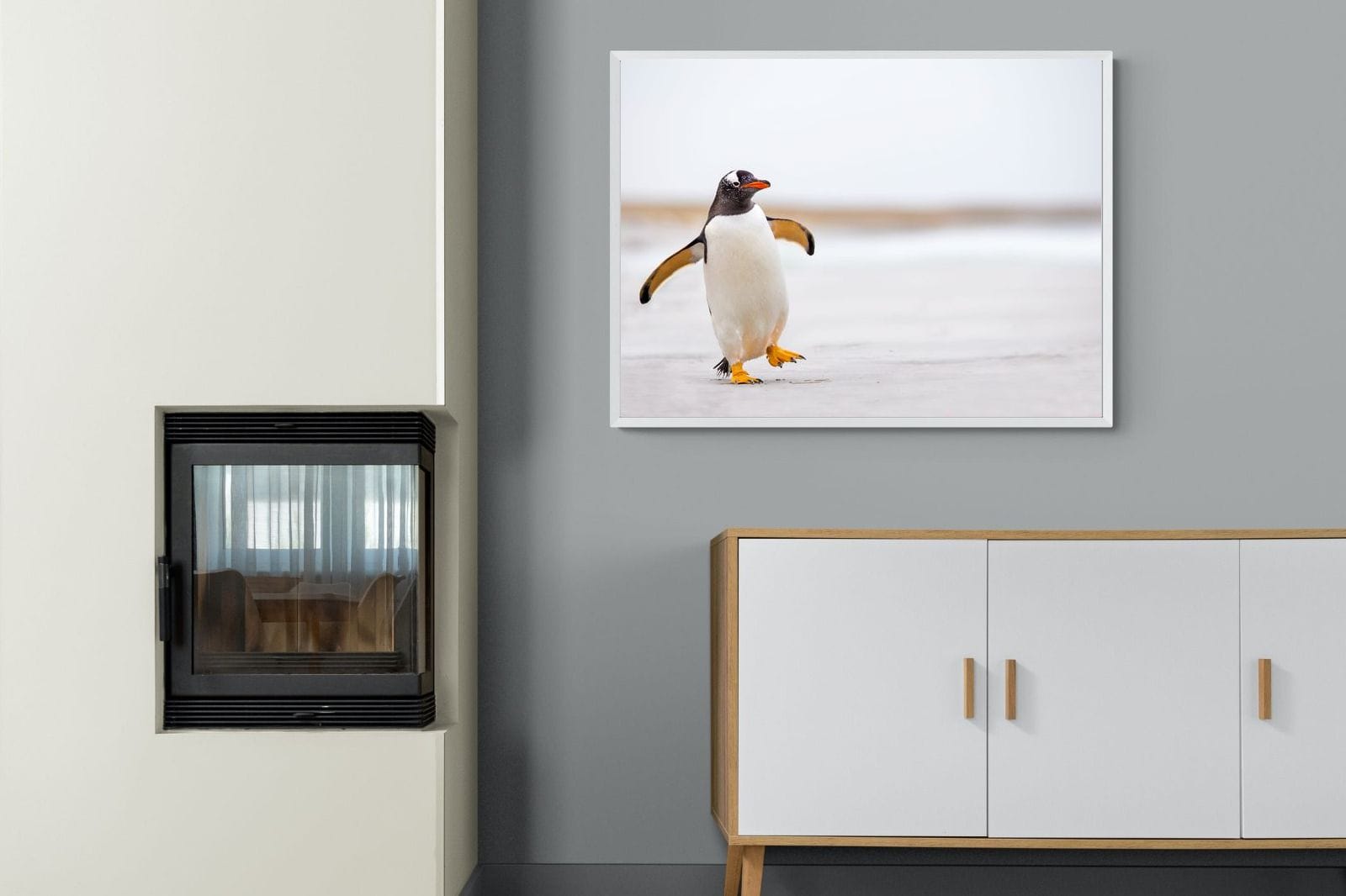 Penguin Steps-Wall_Art-100 x 75cm-Mounted Canvas-White-Pixalot