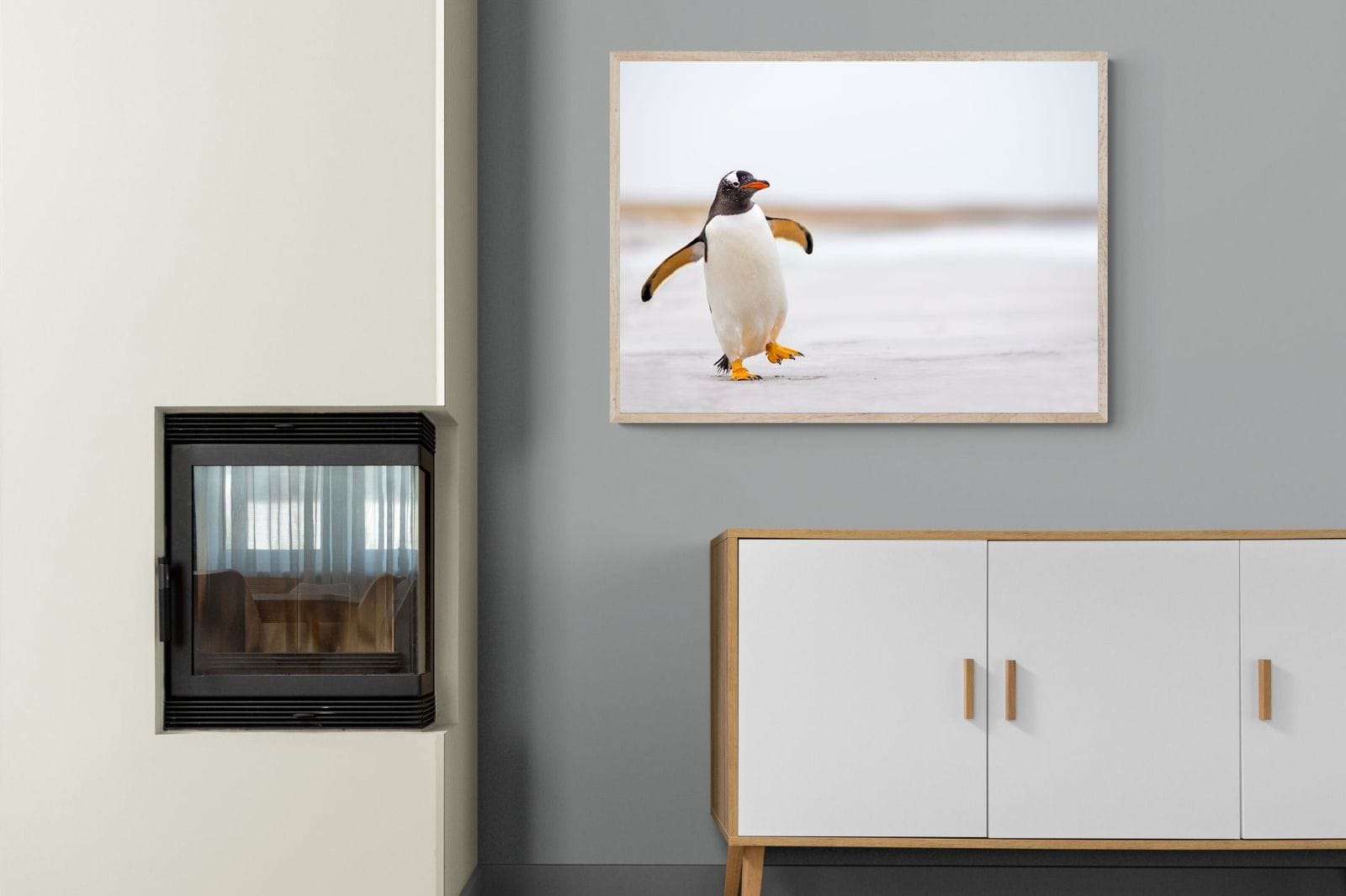 Penguin Steps-Wall_Art-100 x 75cm-Mounted Canvas-Wood-Pixalot